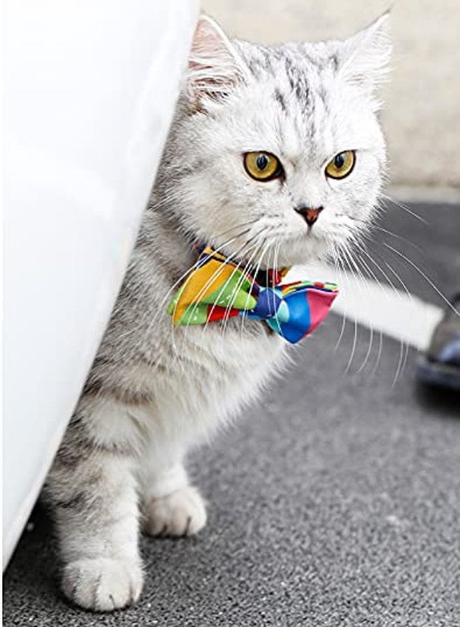 A+a Pets' Soft Handmade Cotton Bow Design Everyday Adjustable Cat Collar with Easy Open Safety Buckle for Cats, Kitten, Puppy and Small Animals (Multi) - Image 1